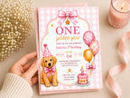 One Golden Year Pink Invite Template