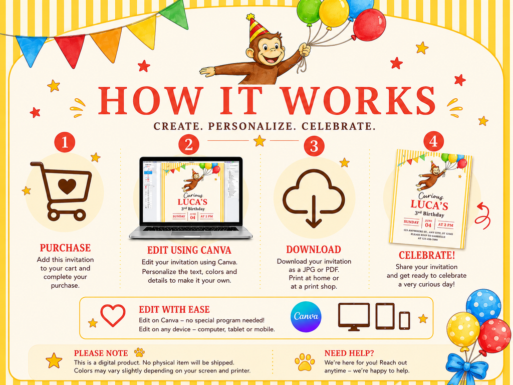 Curious George Invite Template