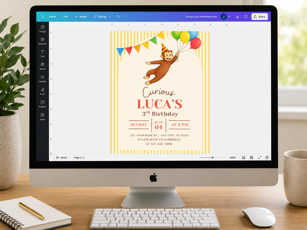 Curious George Invite Template