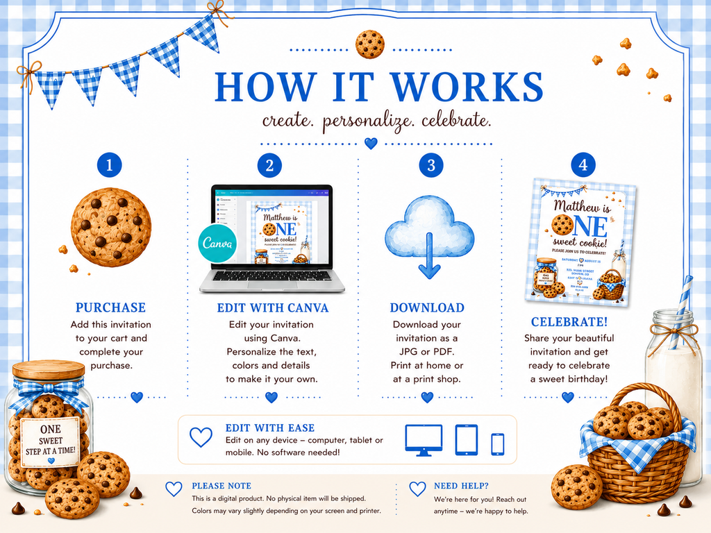 One Sweet Cookie Invite Template