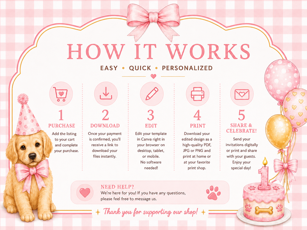 One Golden Year Pink Invite Template