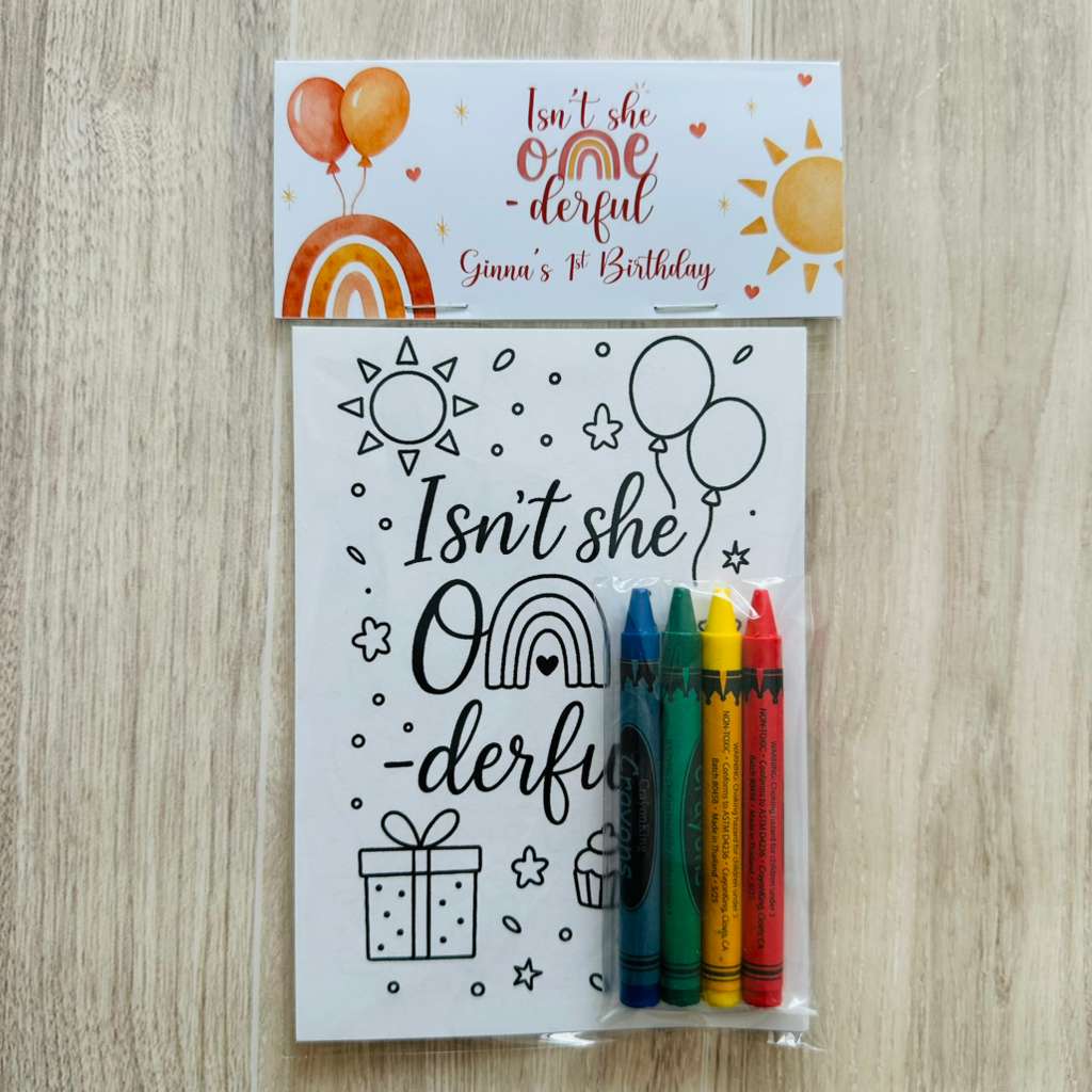 Isn't She Onederful Coloring Pack - Boho Rainbow