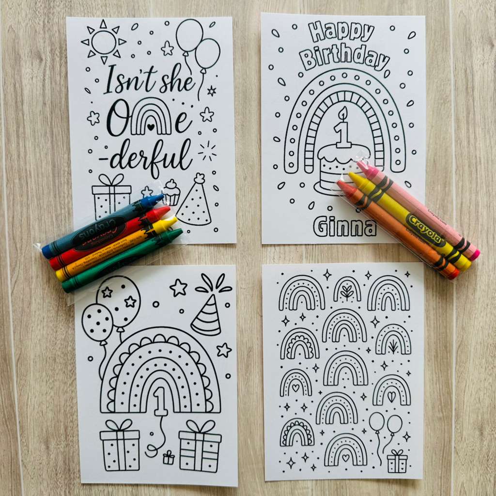 Isn't She Onederful Coloring Pack - Boho Rainbow