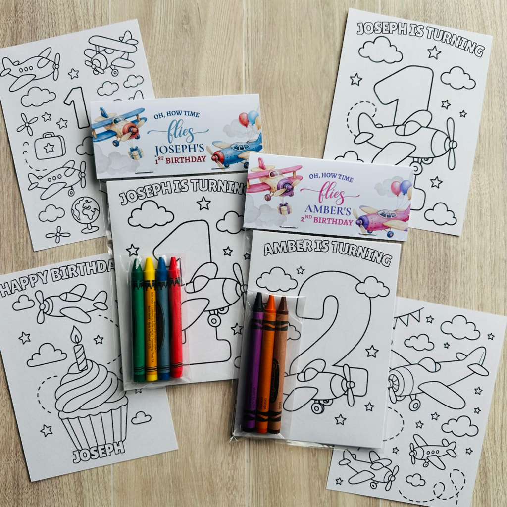 Airplane Coloring Packs, Time Flies Birthday