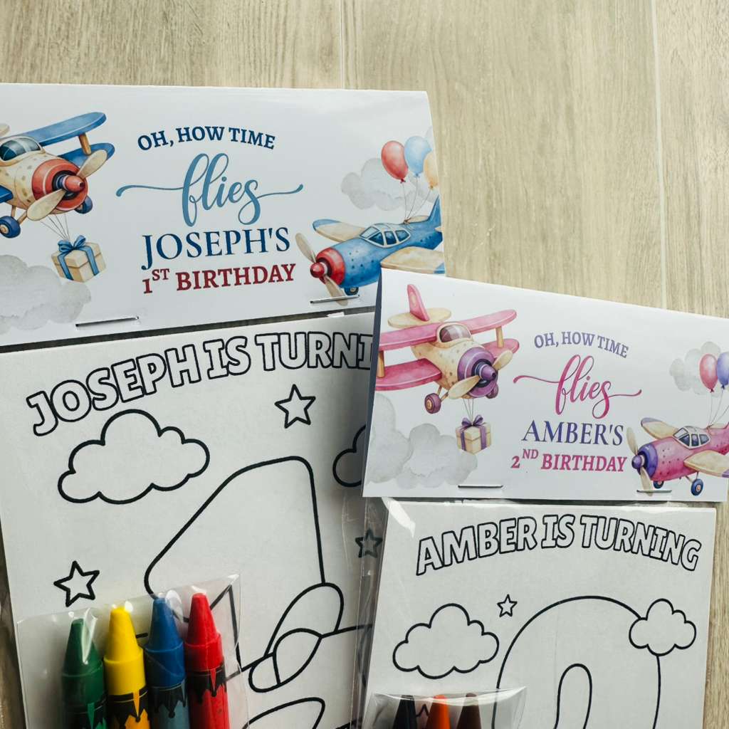 Airplane Coloring Packs, Time Flies Birthday