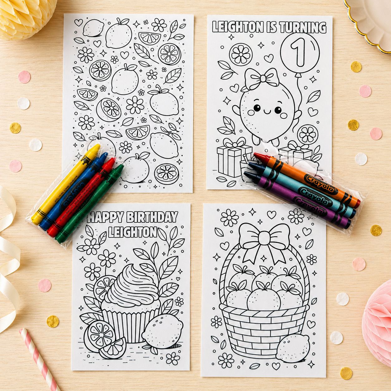 Lemon Birthday Coloring Packs
