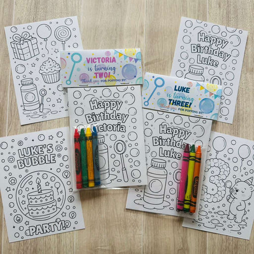 Bubble Birthday Coloring Packs