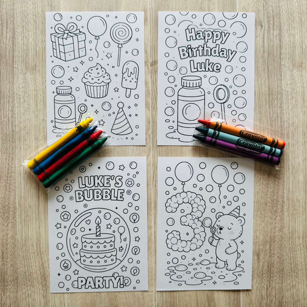 Bubble Birthday Coloring Packs