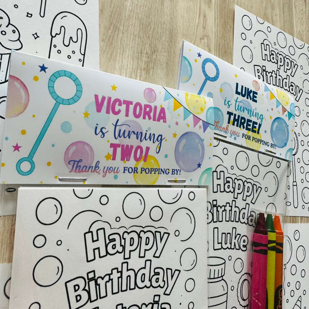 Bubble Birthday Coloring Packs