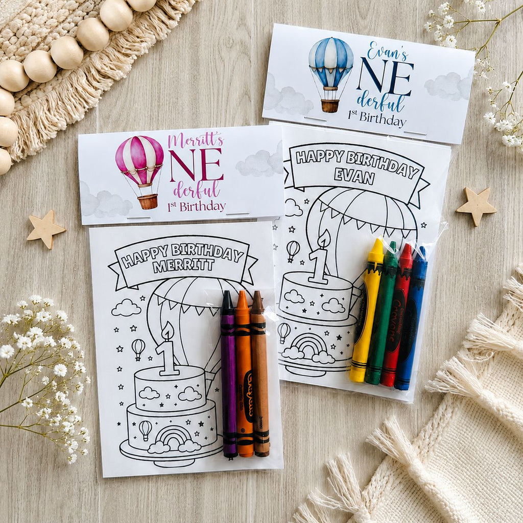Hot Air Balloon Coloring Packs, Wonderful World Birthday