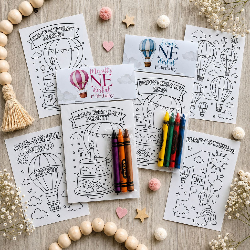 Hot Air Balloon Coloring Packs, Wonderful World Birthday