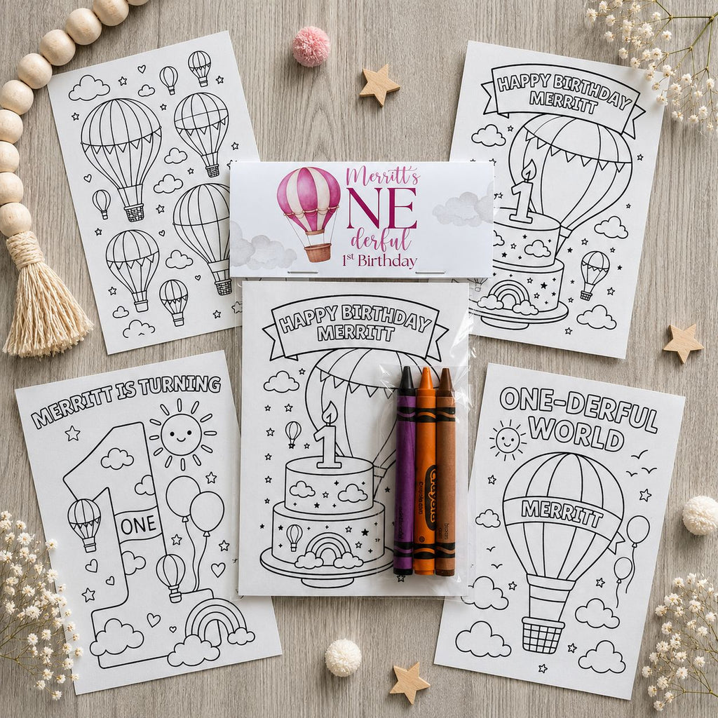 Hot Air Balloon Coloring Packs, Wonderful World Birthday