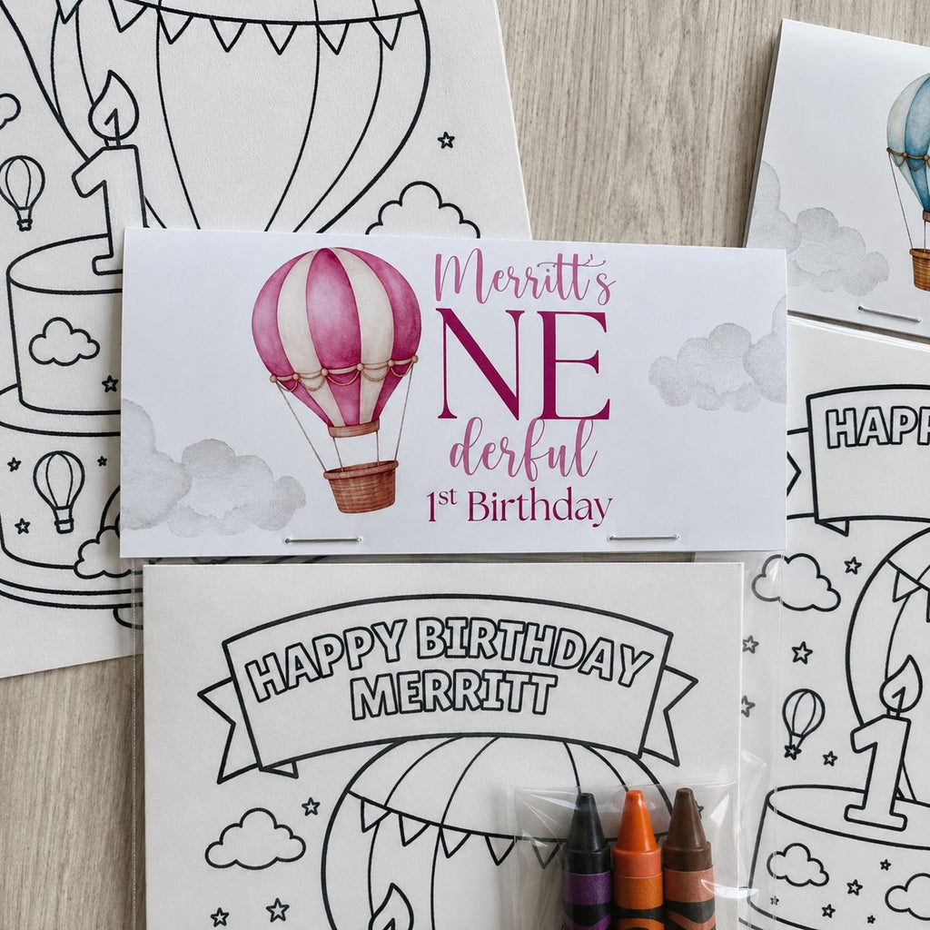 Hot Air Balloon Coloring Packs, Wonderful World Birthday