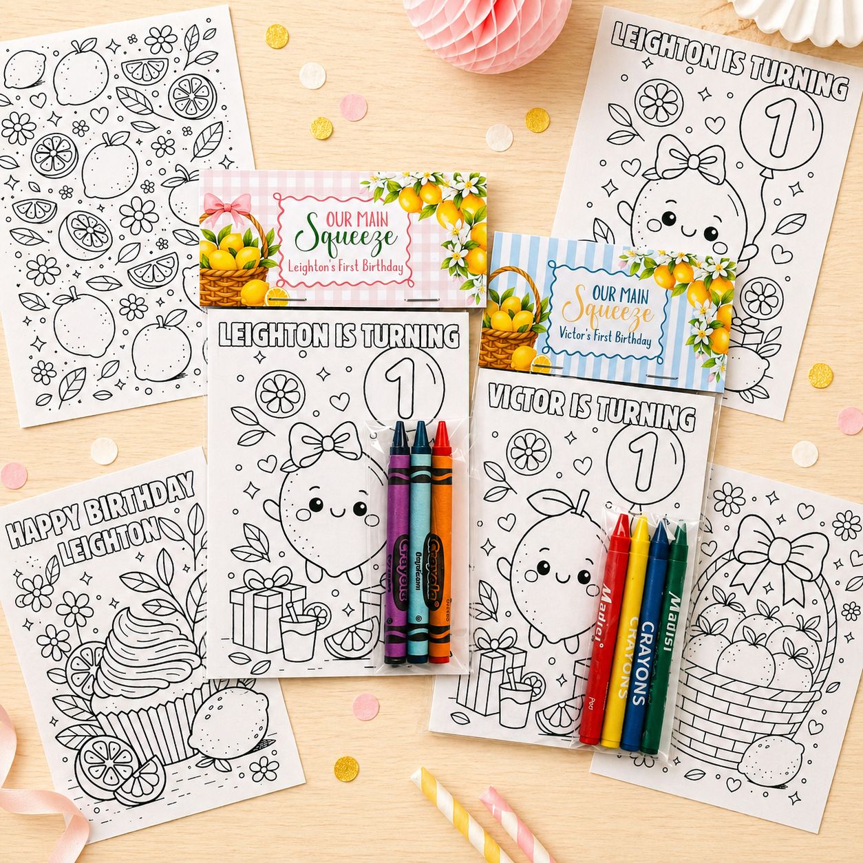 Lemon Birthday Coloring Packs