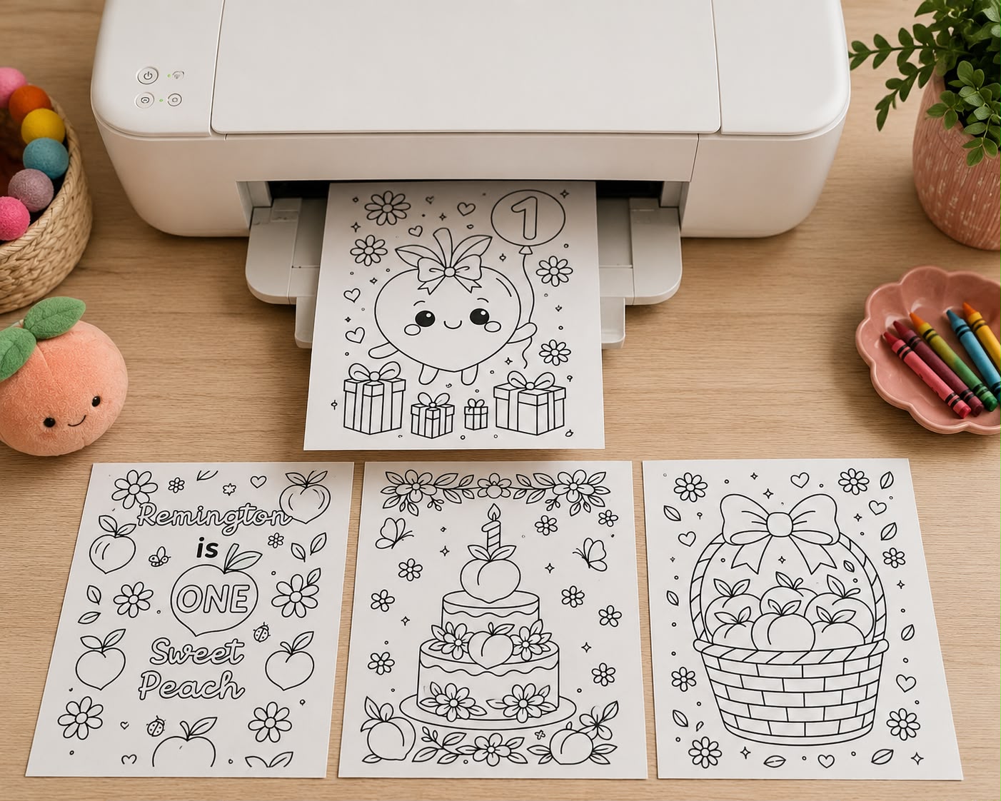 One Sweet Peach Coloring Pages (Digital)